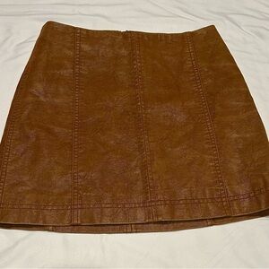 Free People Tan Faux Leather Mini Skirt